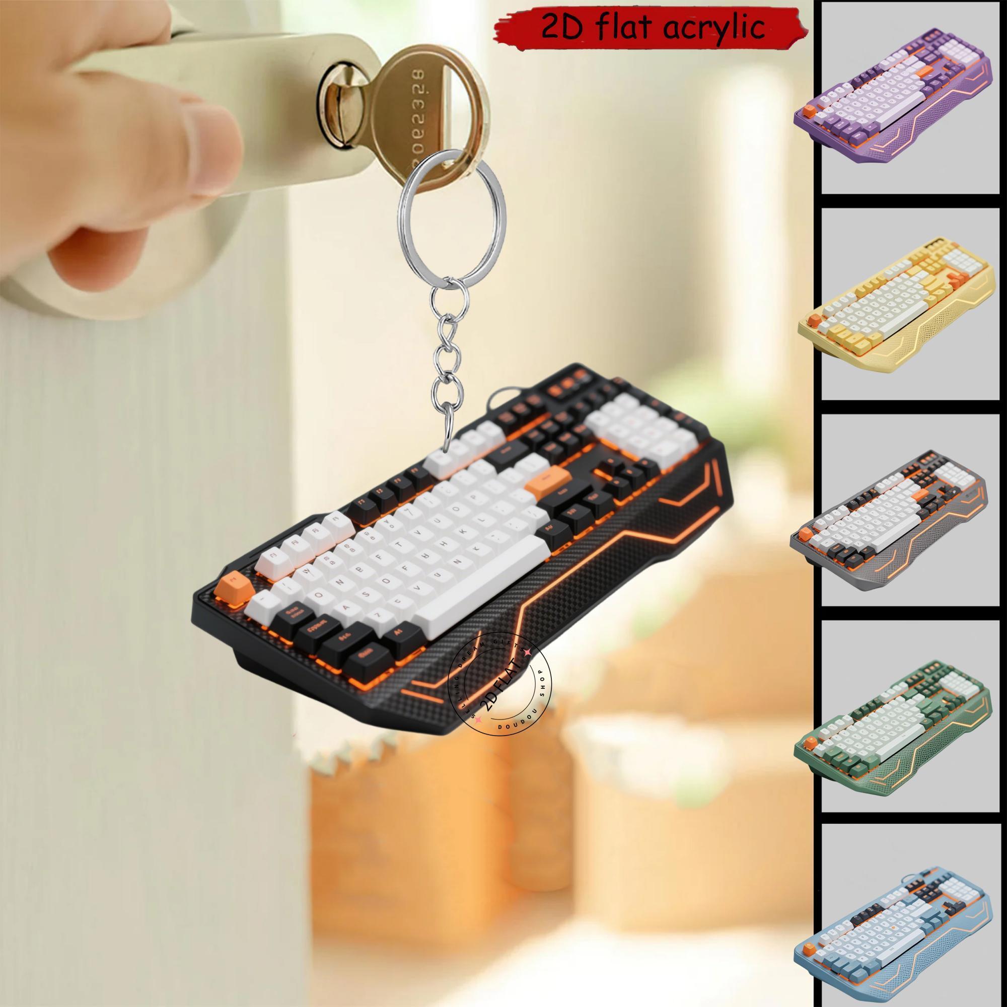 Tech Keychain Accessories - 2D Keyboard Acrylic Keychain Cute Keycap
