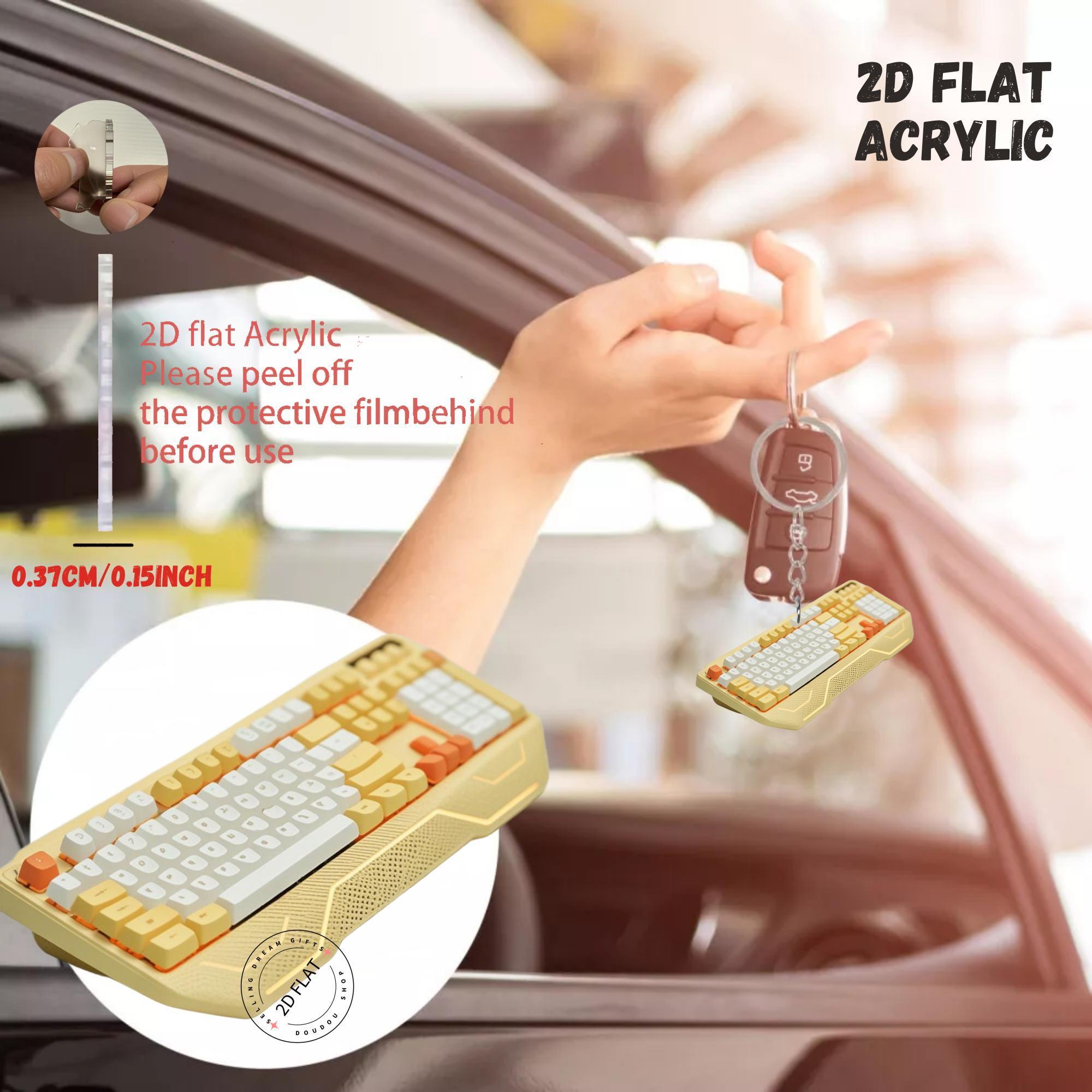 2D Keyboard Acrylic Keychain C - Tech Keychain Accessories ulasan dan harga