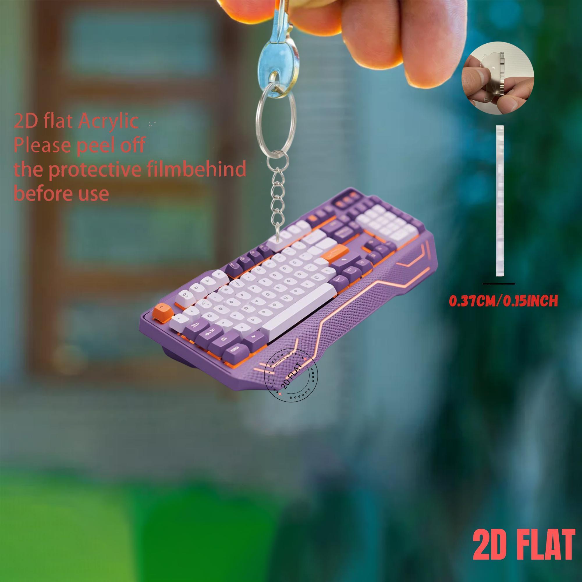 2D Keyboard Acrylic Keychain C - Tech Keychain Accessories ulasan dan harga