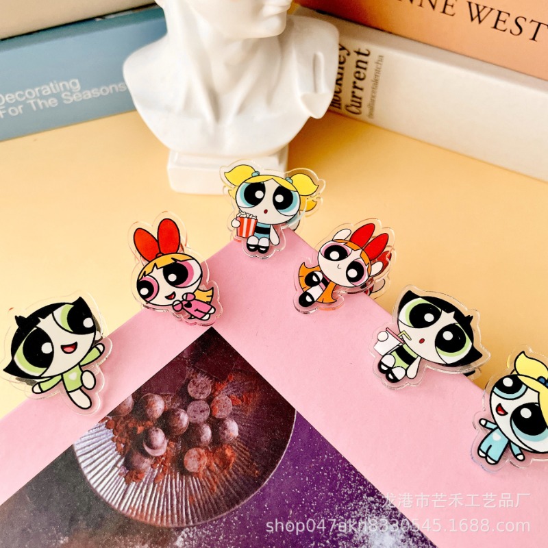6PCS Kawaii The Powerpuffs Gir - Tech Office Accessories ulasan dan harga