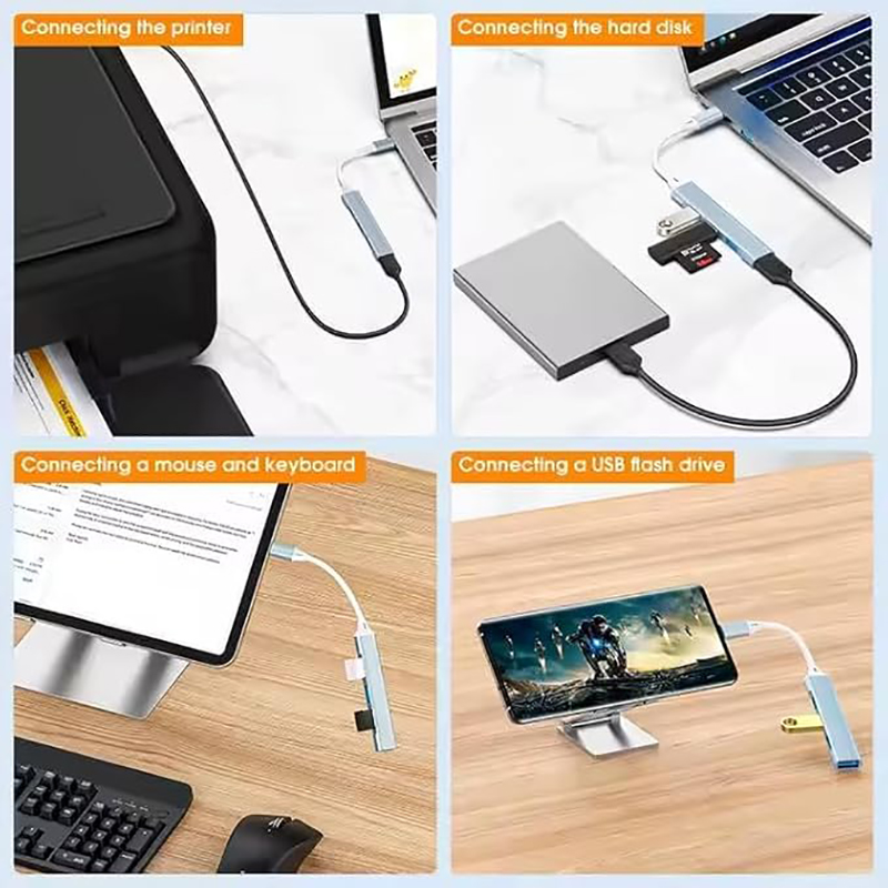 4-Port Multi-Splitter Type C H - Tech Accessories Pc ulasan dan harga