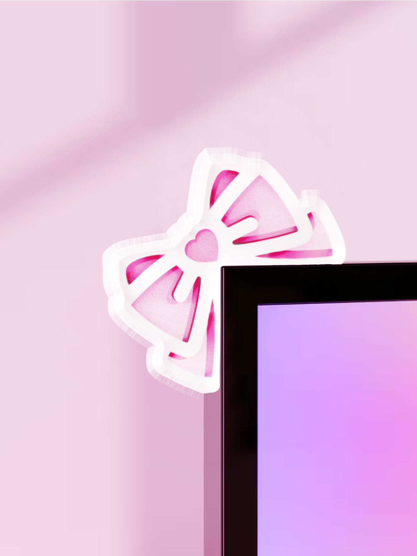 Kawaii Bow Monitor Decor Pink  - Tech Gaming Accessories ulasan dan harga